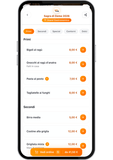 Menu ordine preordine